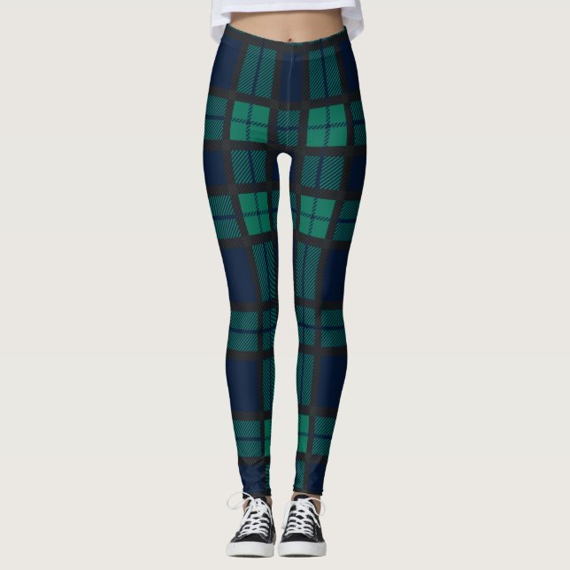 Legging Tartan Clan Black Watch Xadrez Blue Green Checkere (Frente)