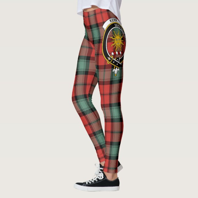 Legging Tartan da Antiga Crista do Clã Kerr Scotstee Mulhe (Esquerda)