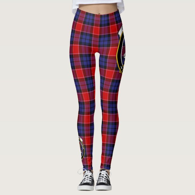 Legging Tartan da Crista Vermelha do Clã Graham de Menteit (Frente)