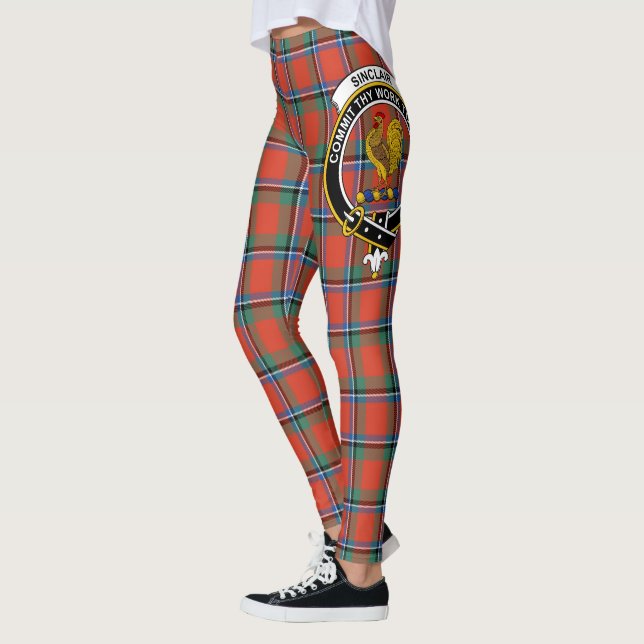 Legging Tartan do Antigo Brasão do Clã Sinclair Scotstee M (Esquerda)