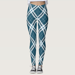 Legging Tartan em coxas azuis e brancas