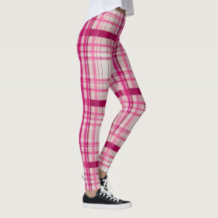 Legging Tartan - Escocês branco-rosa Xadrez clássica azul-