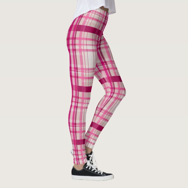 Legging Tartan - Escocês branco-rosa Xadrez clássica azul- (Direita)