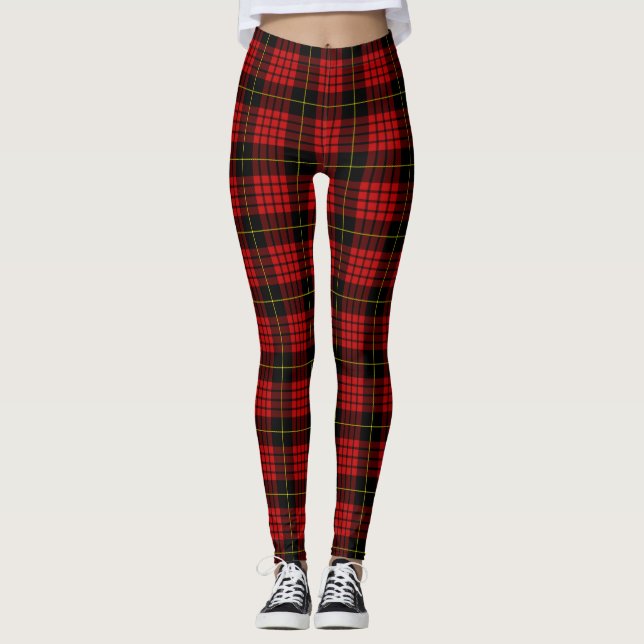 Legging Tartan escocês vermelho e preto (Frente)