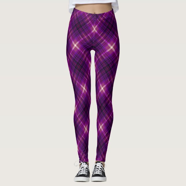 Legging Tartan Moderno Puro, Rosa Profundo (Frente)