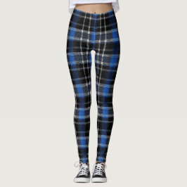 Legging Tartan Xadrez Azul Preto e Prata