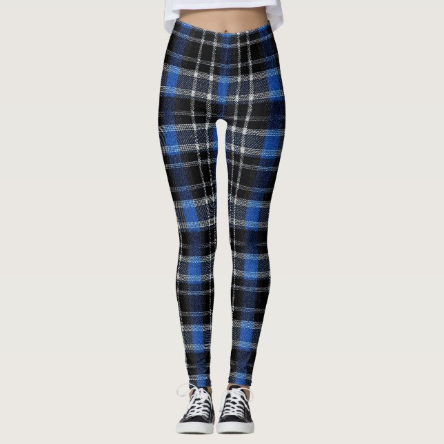 Legging Tartan Xadrez Azul Preto e Prata (Frente)