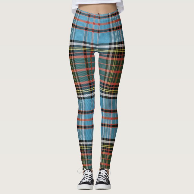 Legging Tartan Xadrez Clan Anderson Brown Teal Patterno (Frente)