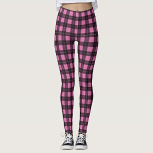 Legging Tartan, Xadrez de Buffalo Rosa e Negro, Padrão