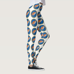 Legging Tartaruga-do-mar-laranja nadando com uma armação d