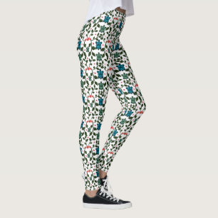 Legging Tartaruga Marinha Tropical Padrão Floral   Oceano 