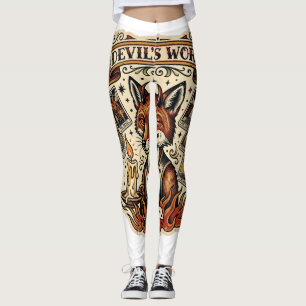 Legging Tatuagem de Cartão de Tarô da Raposa Astuta do Tra