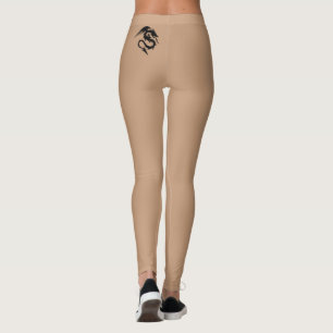 Legging Tatuagem De Dragão Pequeno Em Cor Da Pele Fundo