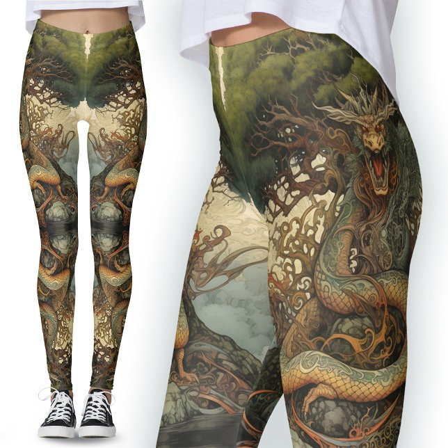 Legging Tatuagem do Dragão da Árvore Natural Chinesa Laran (Criador carregado)