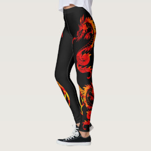 Legging Tatuagem do Dragão Fogo Vermelho