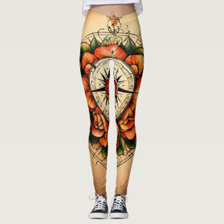 Legging Tatuagem estilo rosa compõe lindo espírito evocati
