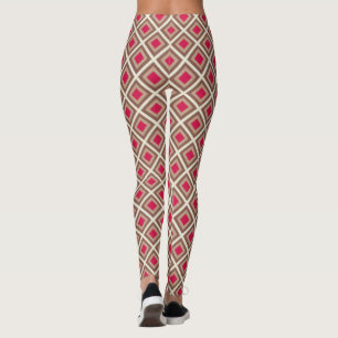 Legging Taupe, Leve Taupe, Diamantes de Ikat Rosa Quente S