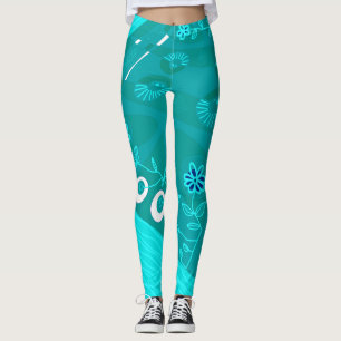 Legging Teal 1 de Ilustração Chintz Bohemian
