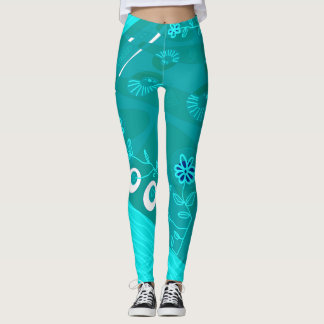 Legging Teal 1 de Ilustração Chintz Bohemian