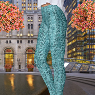 Legging Teal Blue Viper Snakeskin
