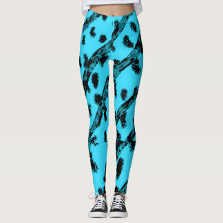 Legging Téal com Pontos e Listras Pretas