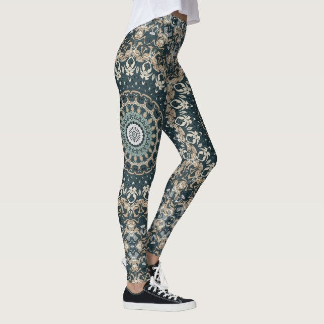 Legging Teal e Beige Mandala - Design (Direita)