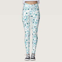Legging Teal E Cinza Floral