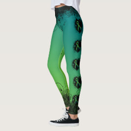 Legging Teal e Verde limão Grunge Heart