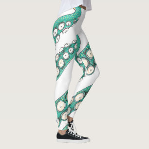 Legging Teal Kraken Octopus Tentacle Ink Art