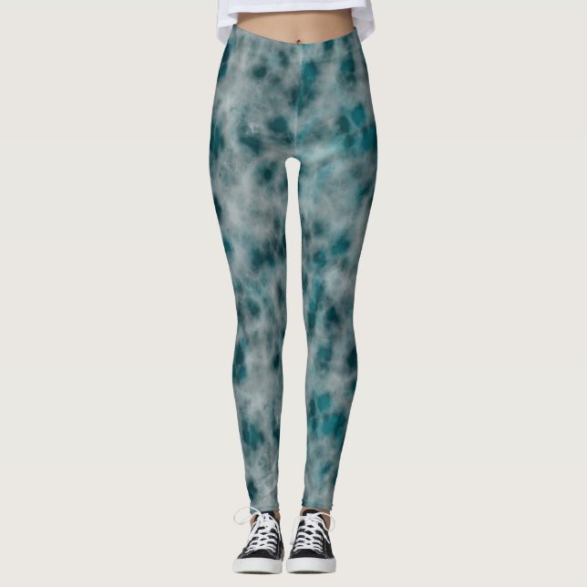 Legging Teal Marble Abstrato (Frente)
