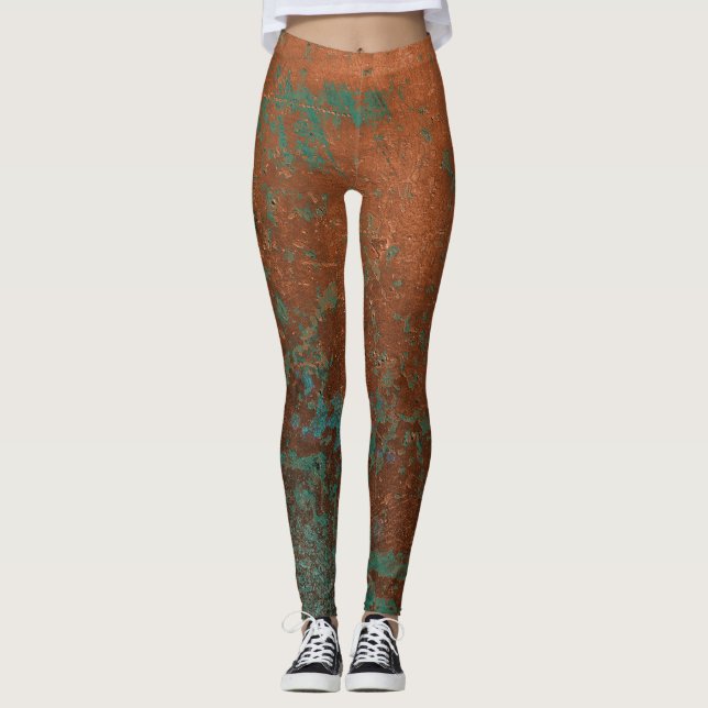 Legging Teal metálico e cobre (Frente)