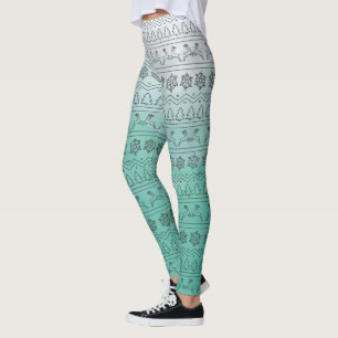 Legging Teal Ombre Christmas Sweater