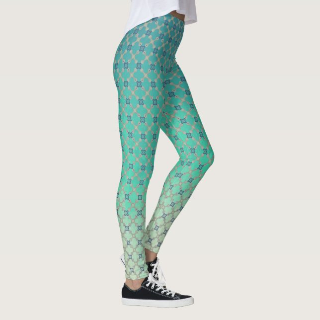 Legging Teal Ombre e Azulejo Geométrico (Direita)