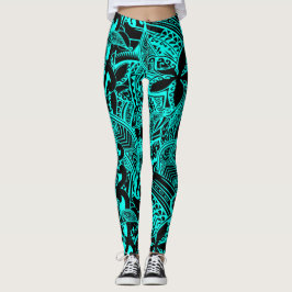 Legging Teal Polinésio - Designs do Teal Havaiano