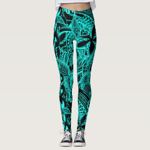 Legging Teal Polinésio - Designs do Teal Havaiano