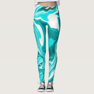 Legging Teal, Turquesa e Mármore Branco