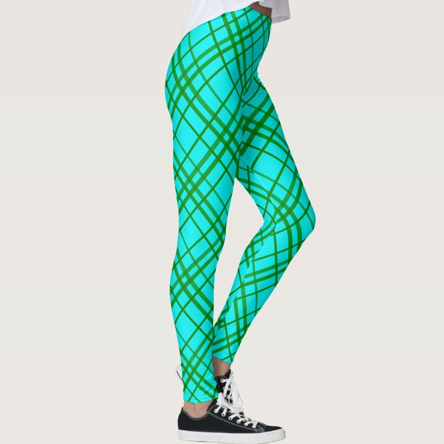Legging Teal Turquoise Tartan Xadrez (Criador carregado)
