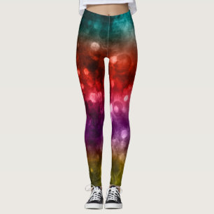 Legging Teal, Vermelho, Púrpura e Abstrato Chartreuse Boke
