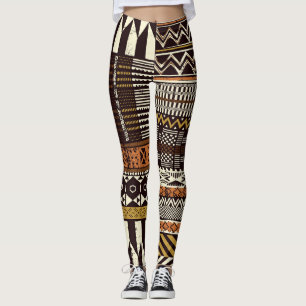 Legging Tecido africano tribal, colheita abstrato.