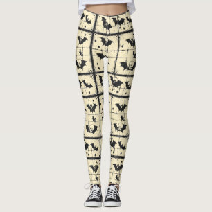 Legging Tecido de jeans creme com remendo de morcegos (2)