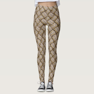 Legging Tecido de Tricô de Linha Trançada – Bege Quente (3