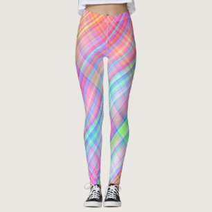 Legging Tecido de Xadrez de várias cores do Pastel