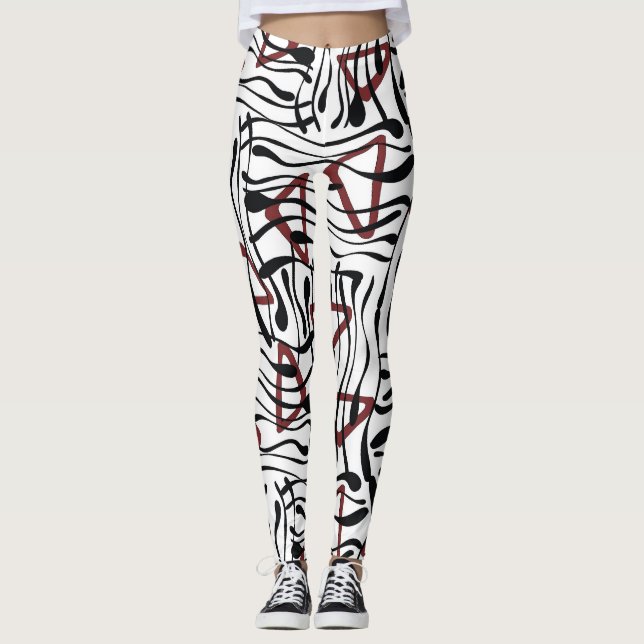 Legging Tecido Geométrico: Design de Padrão Artístico. (Frente)