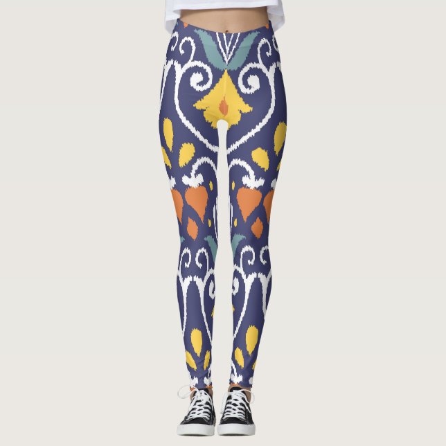 Legging Tecido Ikat Feito à Mão: Étnico Boho (Frente)