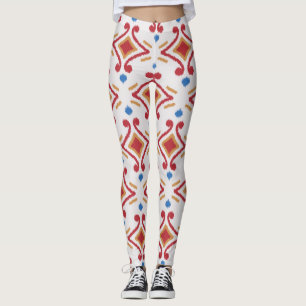 Legging Tecido Ikat feito à mão, padrão étnico uniforme.