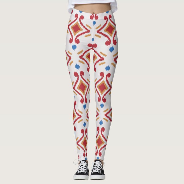 Legging Tecido Ikat feito à mão, padrão étnico uniforme. (Frente)