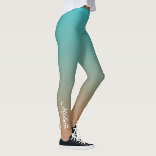 Legging Tecido marrom e azul personalizado