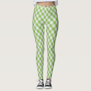 Legging Tecido verde com verificação: textura fechada.
