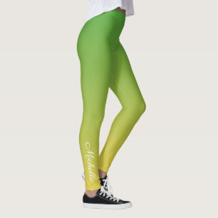Legging Tecido verde e amarelo personalizado