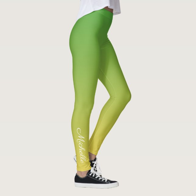 Legging Tecido verde e amarelo personalizado (Direita)